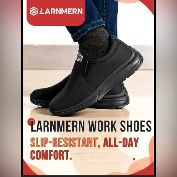 LARNMERN Non Slip Food Service Work Sneakers Waterproof Size Men 9 - Women 11 - Picture 3 of 12